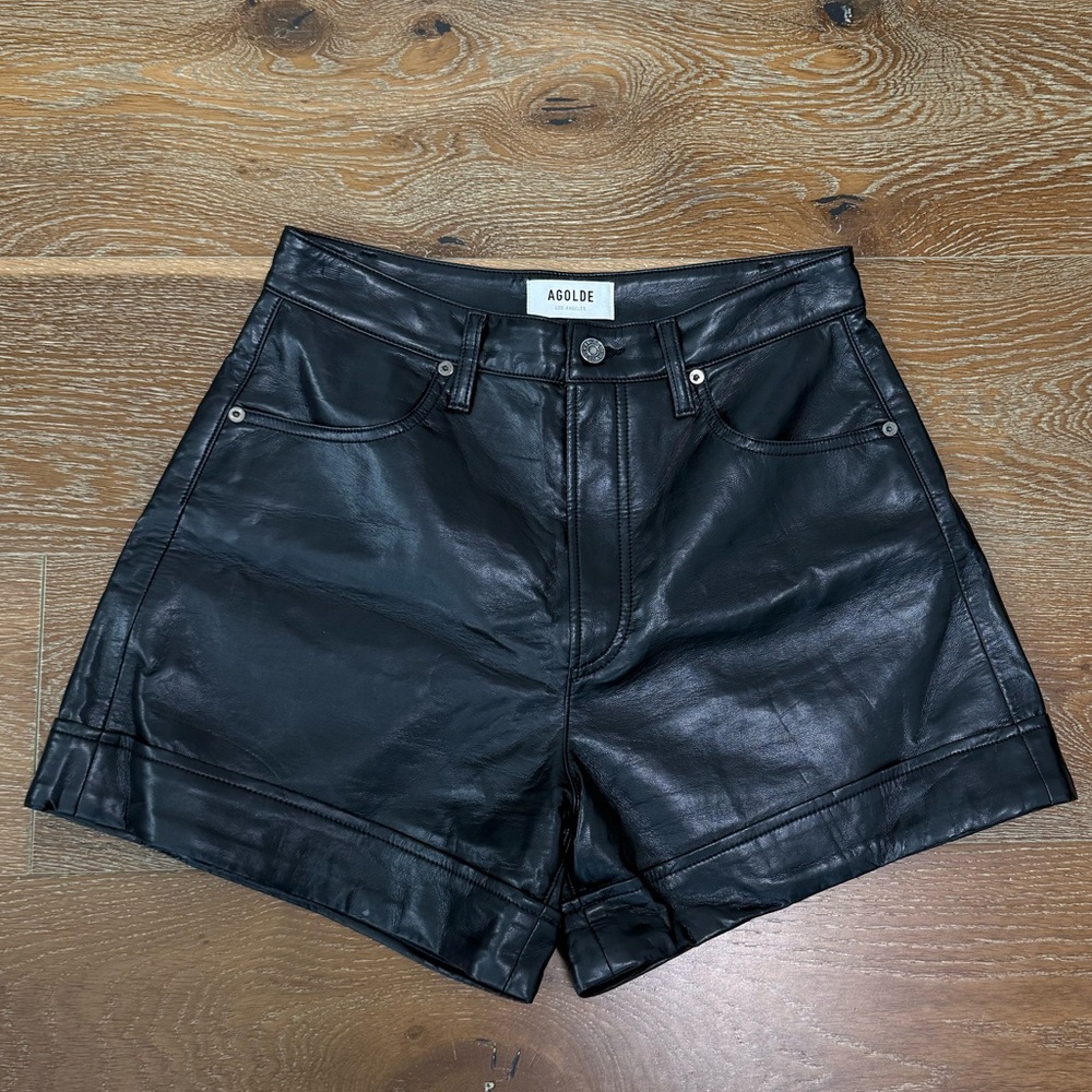 Black Faux Leather High Waist Shorts